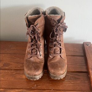Steve Madden Brown Suede Lace-Up Heeled Ankle Boots